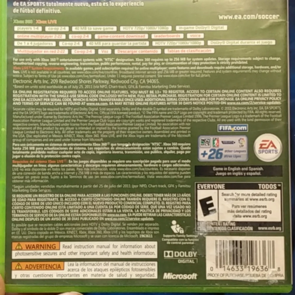 Xbox 260 FIFA‎ Soccer 12 Game